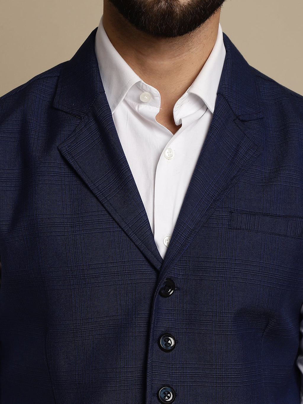 Even Apparels Men's Blue Waistcoat with Notched Lapel