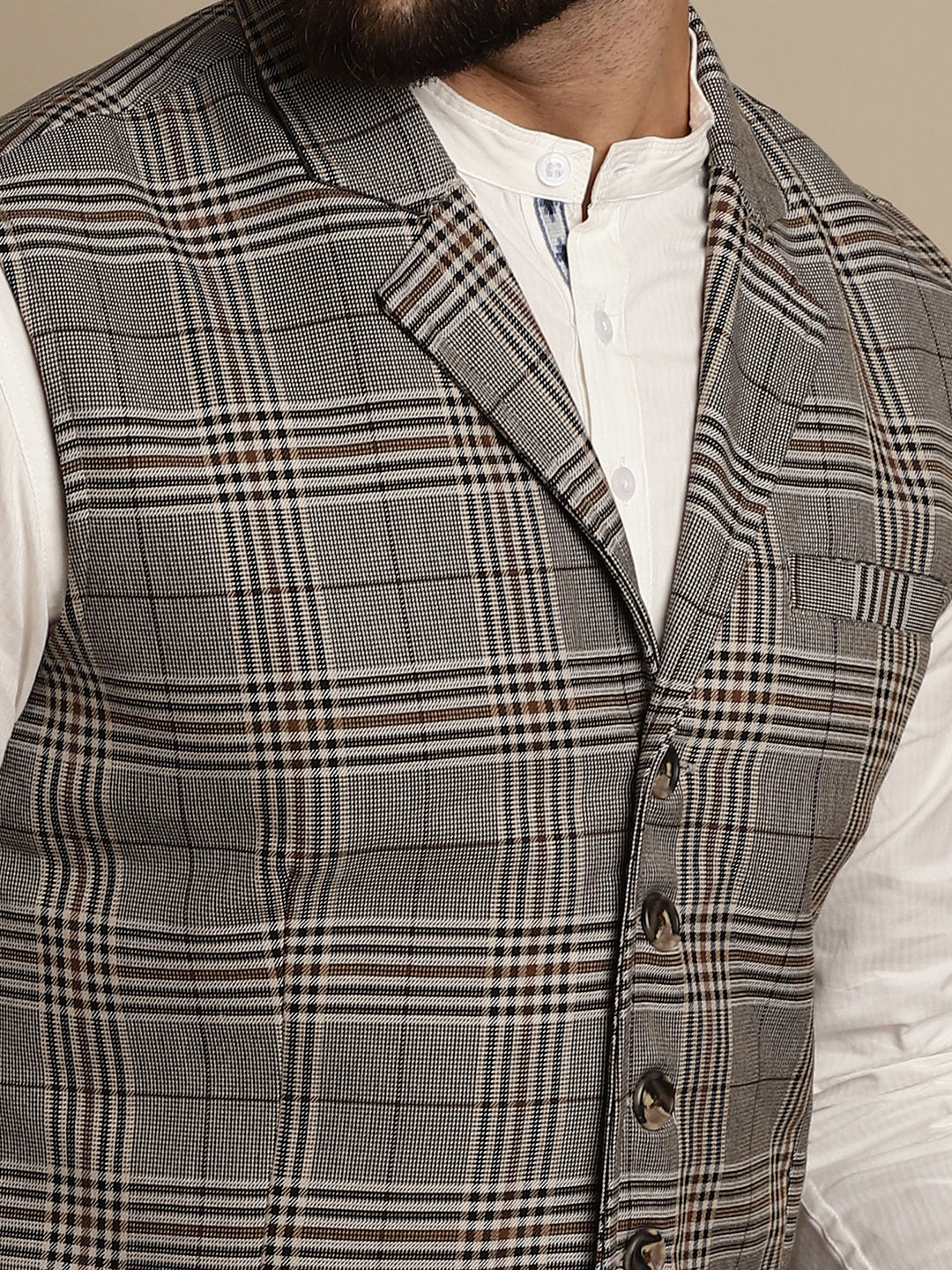 Even Apparels Men's Brown Waistcoat with Notched Lapel