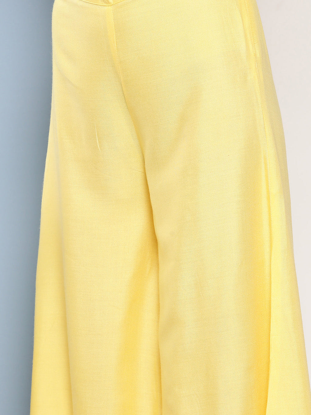 InWeave Women's Light Yellow Ray Strappy Set With Orange Floral Cotton Dupatta