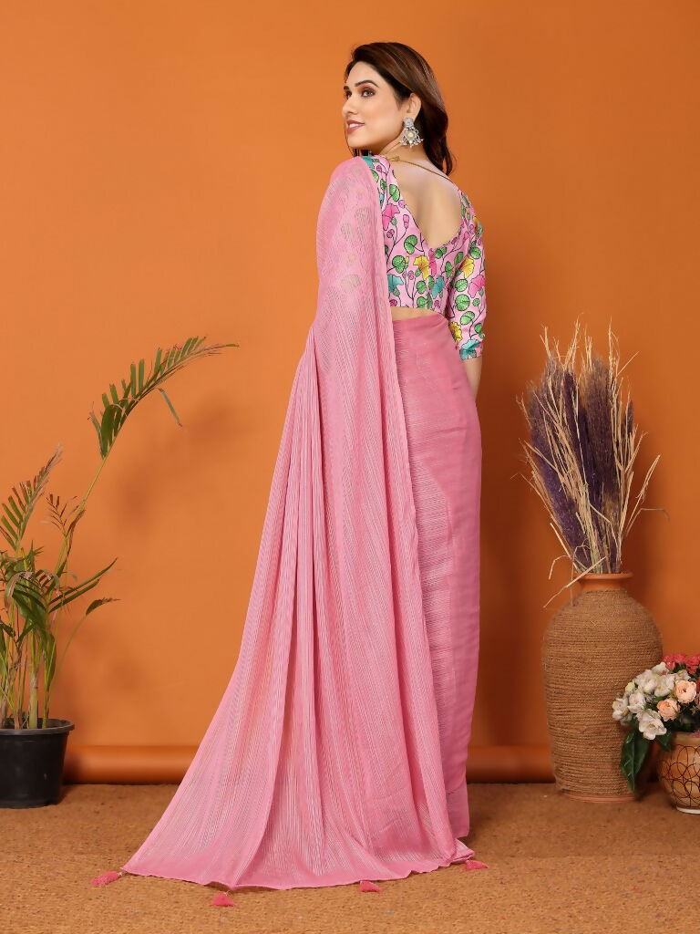 Partywear Designer Rose Polyester Zari Fancy Saree - Starwalk