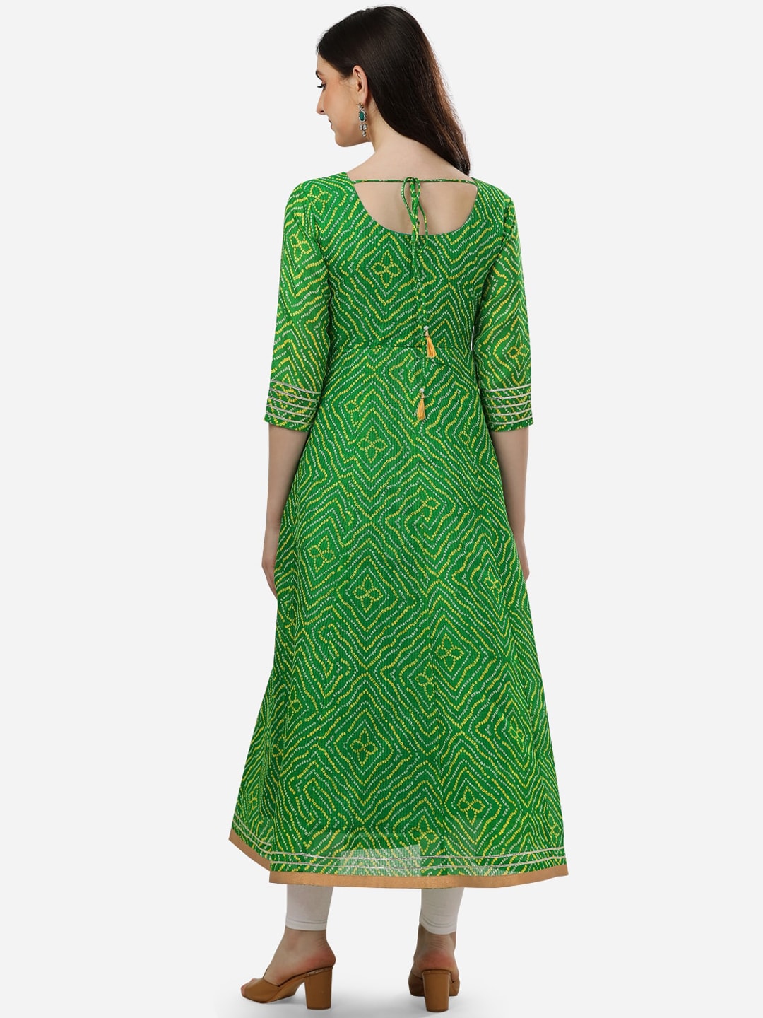 HERE&NOW Bandhani Printed Thread Work Anarkali Kurta