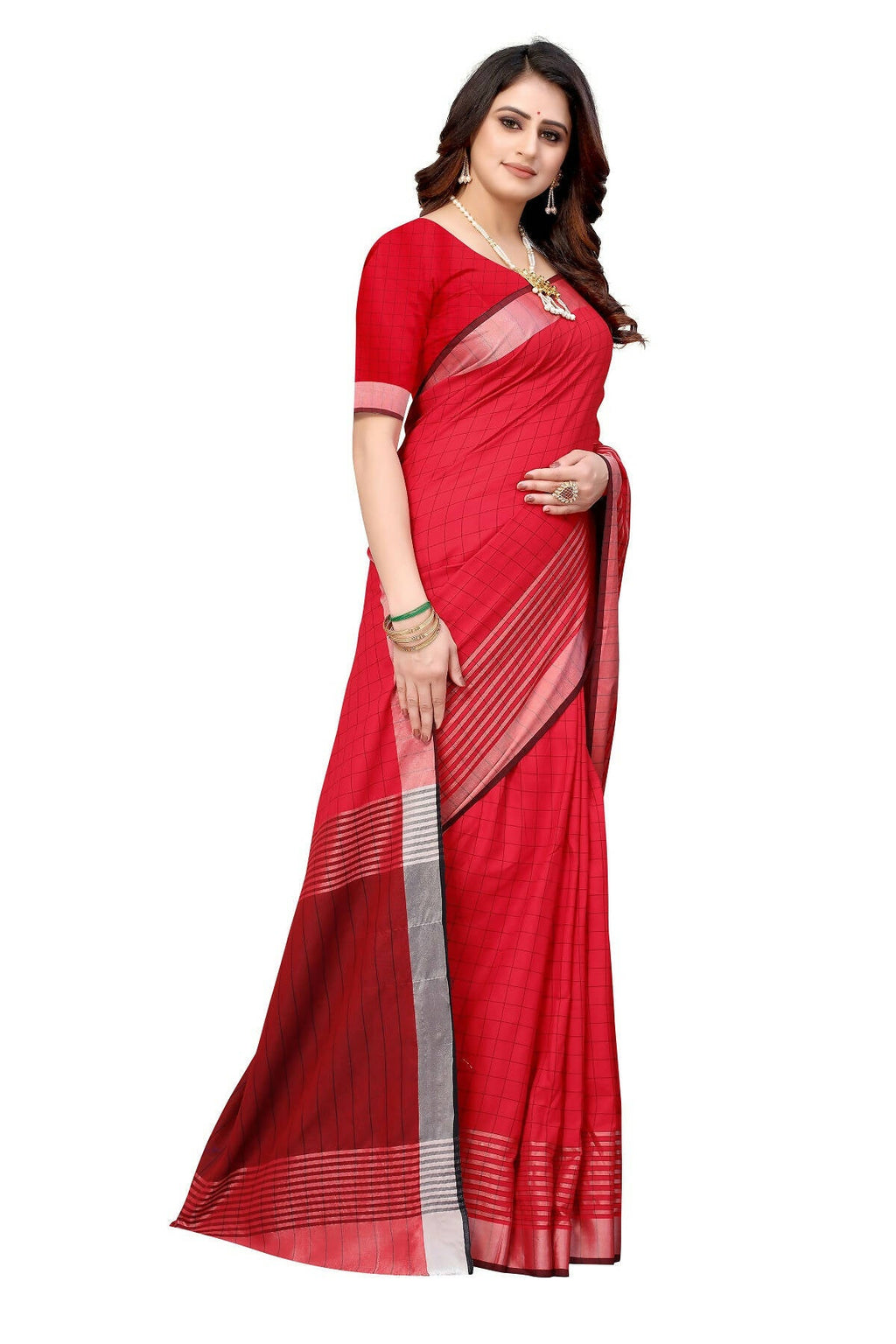 Vamika Red Cotton Silk Saree