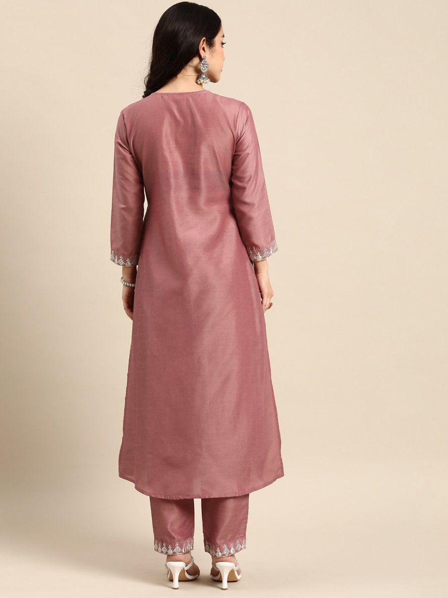 All About You Ethnic Motifs Embroidered Pleated Sequinned Kurta with Trousers
