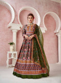 Everywhere Designer Mahendi Dola Silk Gown With Dupatta - Anbazaar