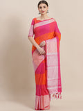 Saree Mall Pink & Orange Checked Saree