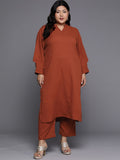 Sztori Plus Size Mandarin Collar Straight Kurta With Trouser
