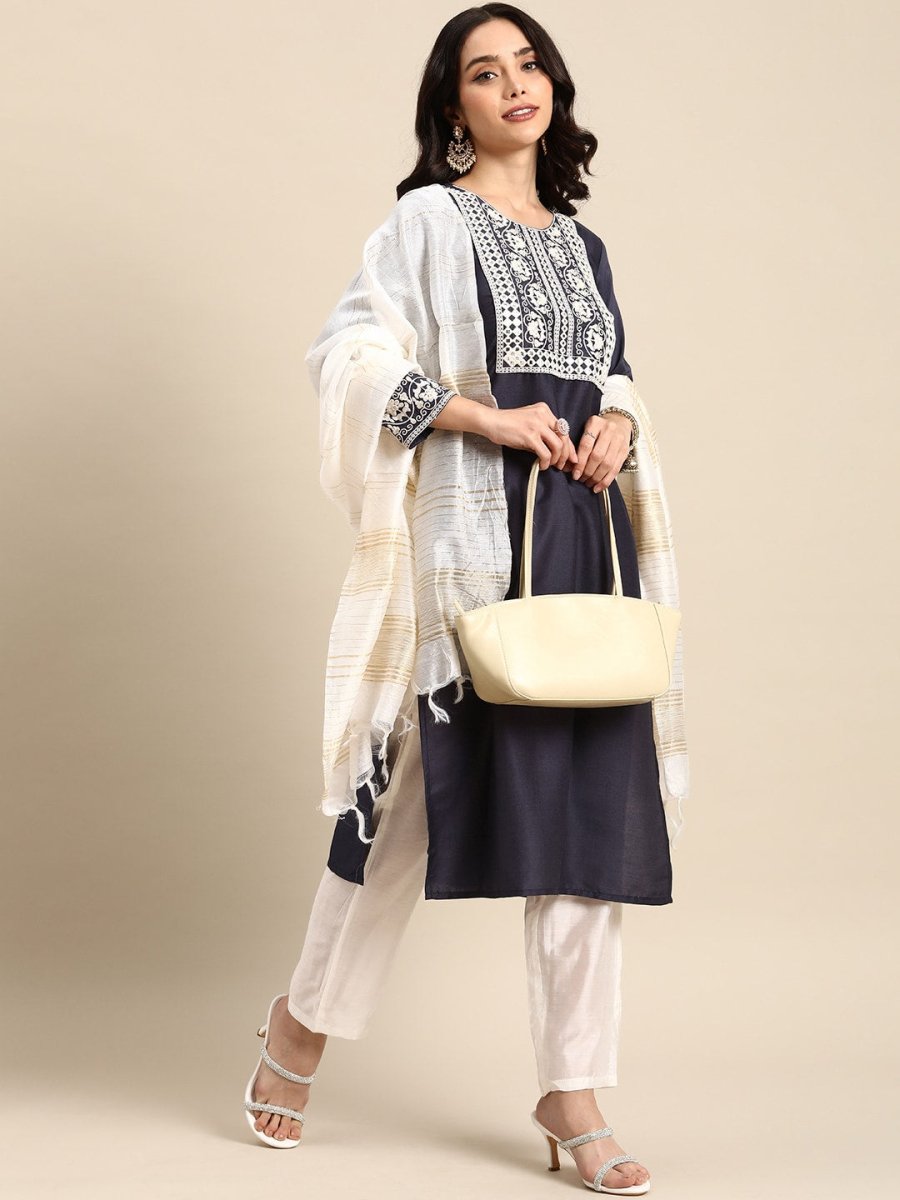 All About You Women Ethnic Motifs Embroidered Kurta With Trousers & With Dupatta