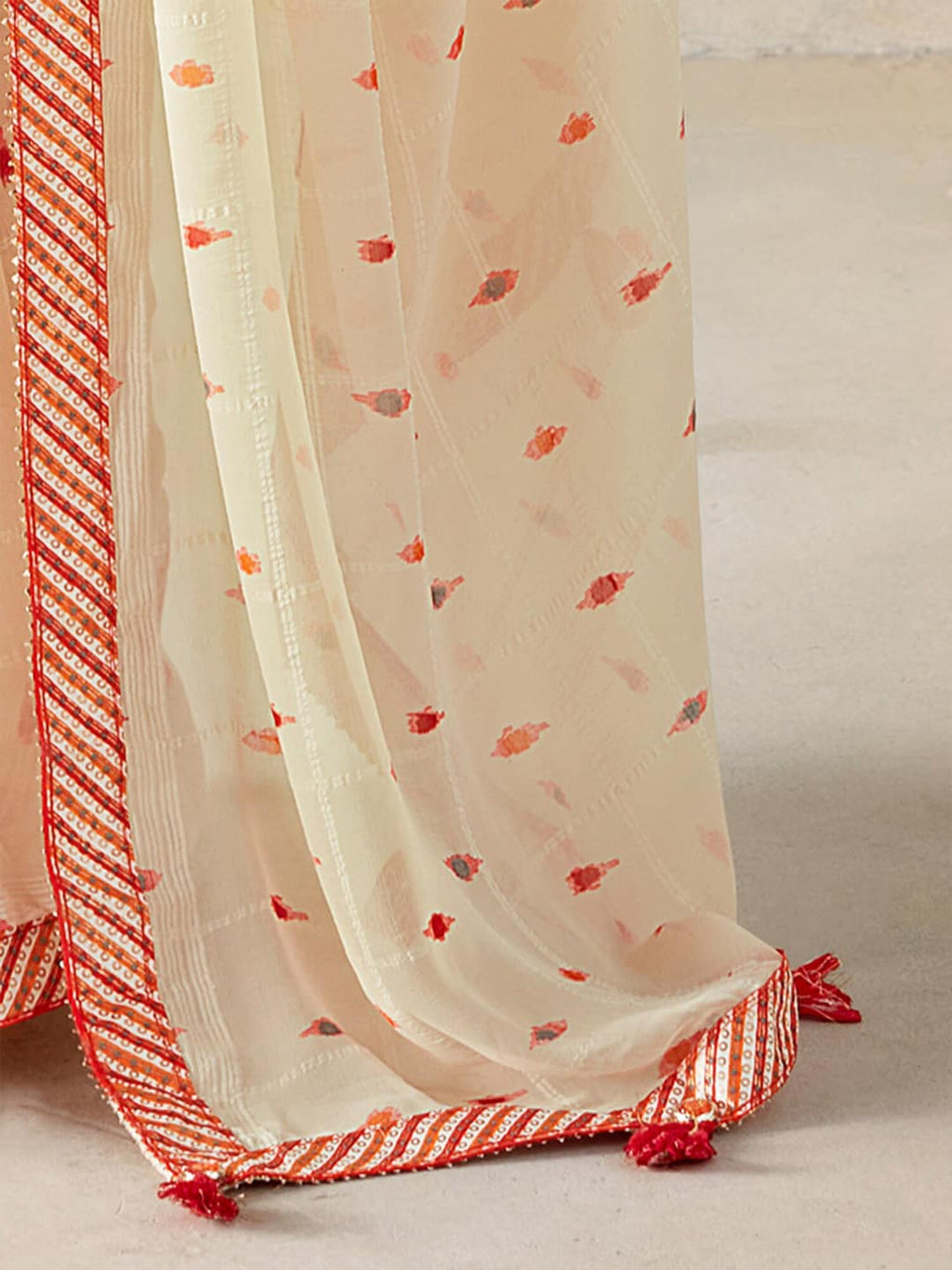 Saree Mall Geometric Printed Gotta Patti Pure Georgette Sarees