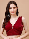 Tikhi Imli V-Neck Organza Saree Blouse