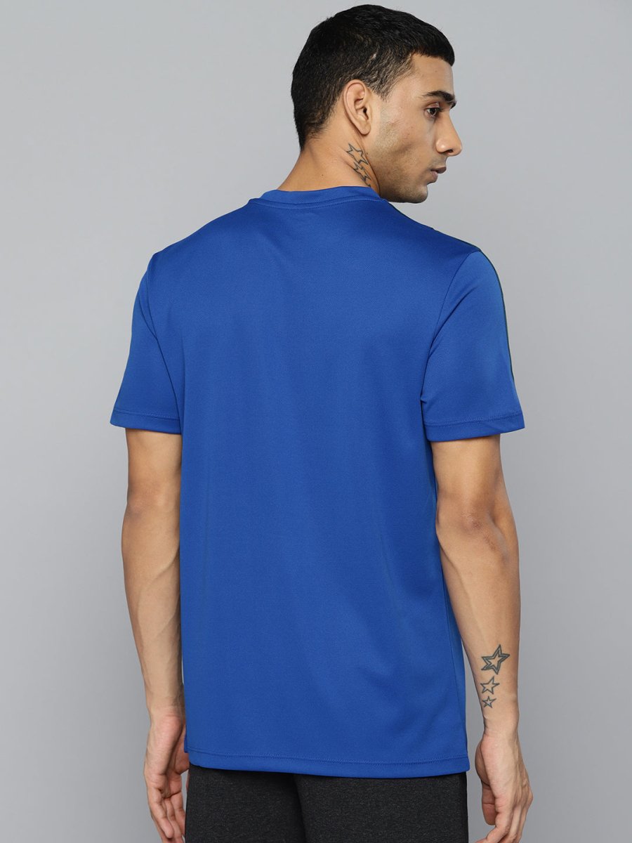 Alcis Men Blue & Black Striped Detail Slim Fit T-shirt