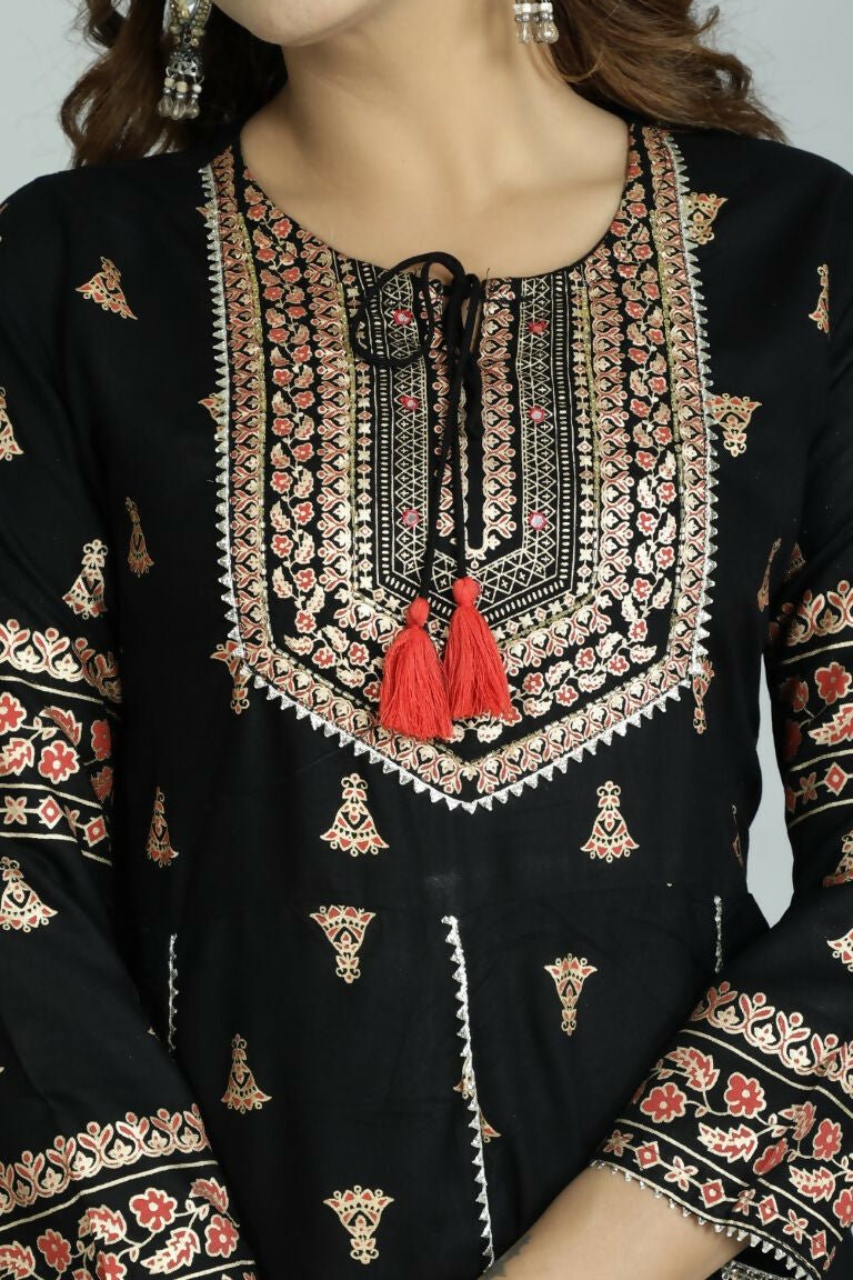 Alvano Alvano Women's Stylish Rayon Anarkali Kurta with Pant and Dupatta Set