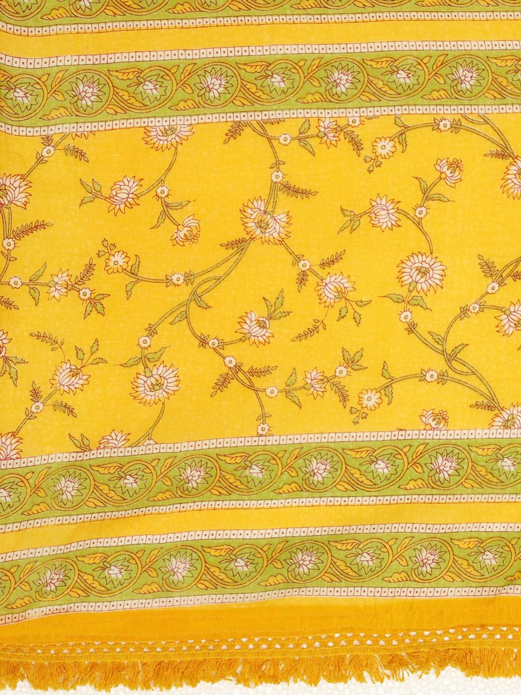 HERE&NOW Women Yellow Floral Printed Empire Kurta with Trousers & Dupatta