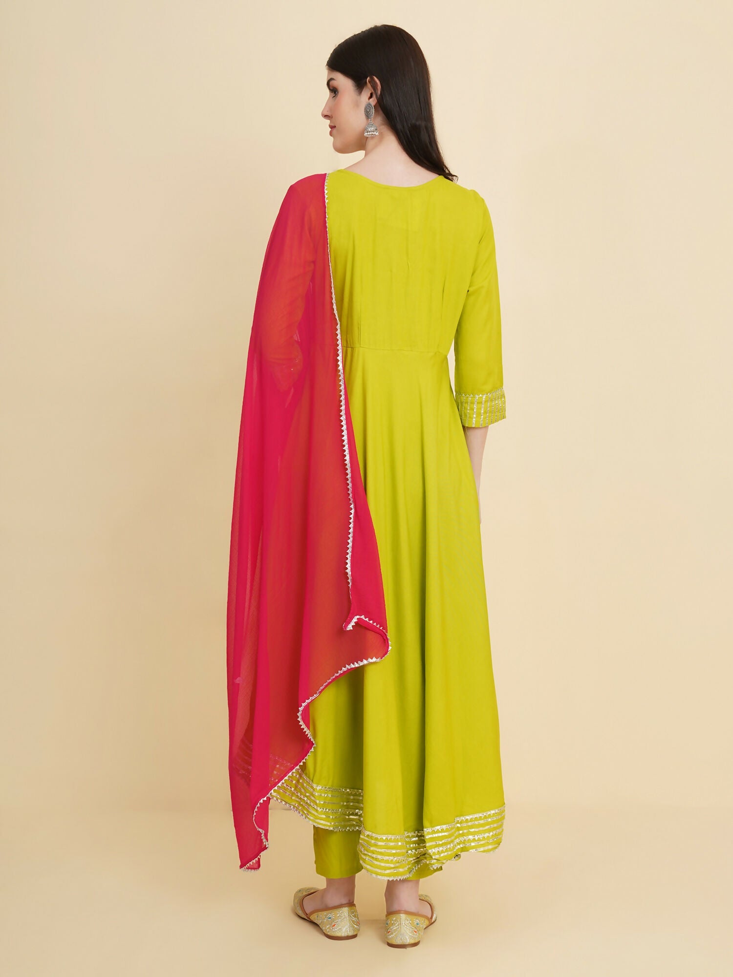 Designer Stylish lime green Cotton Stitched Suit With Dupatta - Tanisha