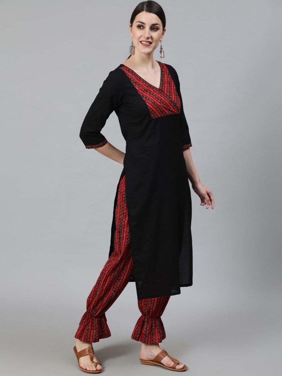 Aks Ethnic Motifs Yoke Design Pure Cotton Kurta And Trousers