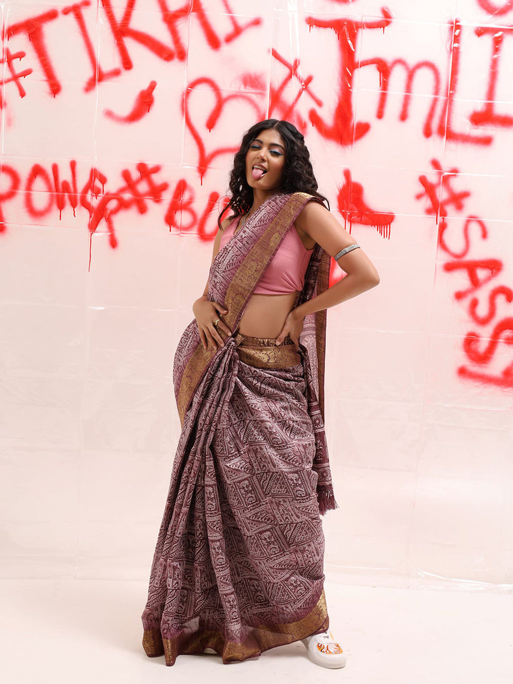 Tikhi Imli Zari Cotton Ready to Wear Saree