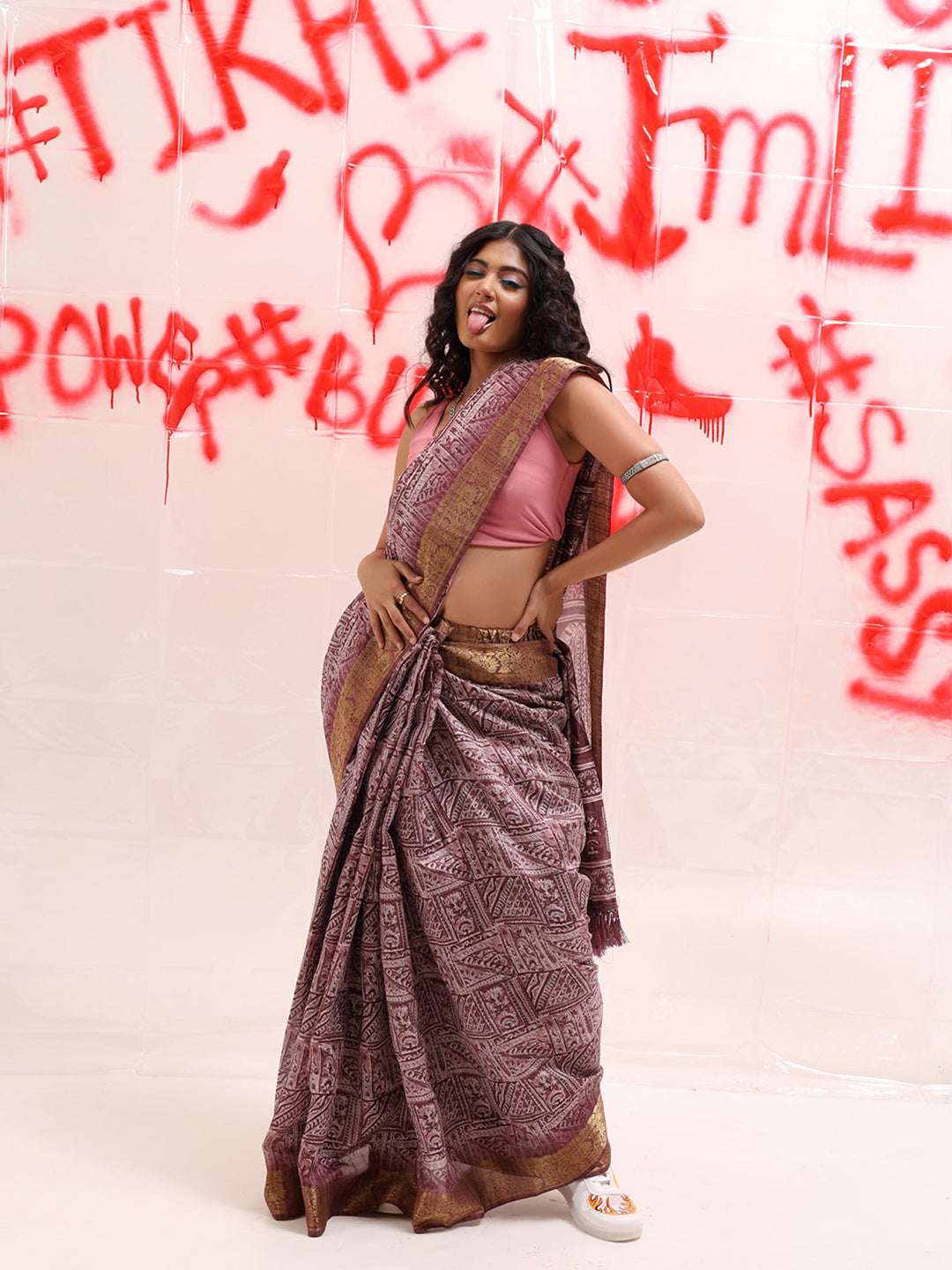 Tikhi Imli Zari Cotton Ready to Wear Saree