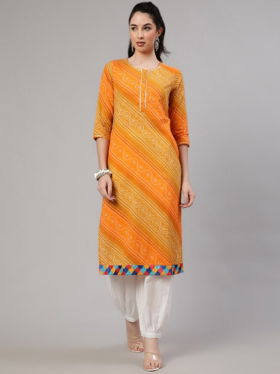 Aks Bandhani Printed Gotta Patti Regular Pure Cotton Kurta with Harem Pants