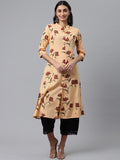 HERE&NOW Women Orange & Brown Floral Printed A-Line Kurta