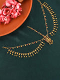 Yellow Chimes Gold-Polished Red & Green Stone-Studded Layered Bridal Traditional Mathapatti