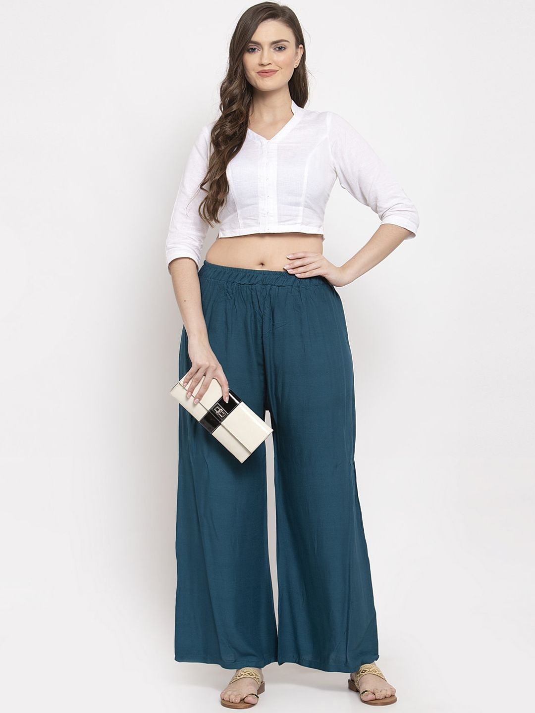 TAG 7 Women Pack Of 2 Solid Straight Palazzos