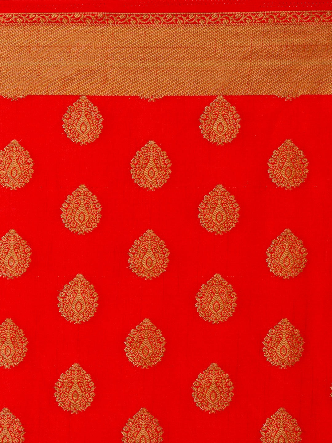 Saree Mall Red Silk Blend Woven Design Kanjeevaram Saree