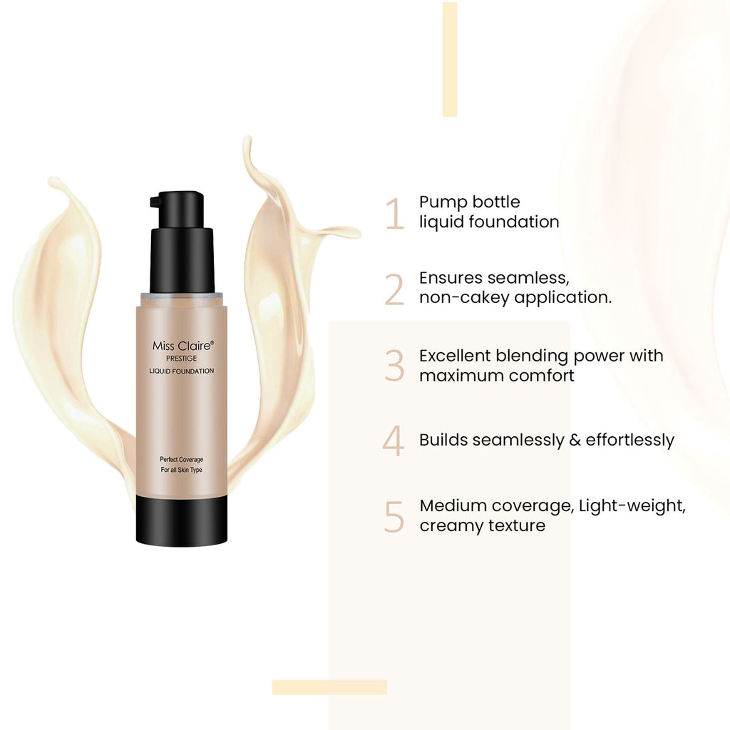 Miss Claire Prestige Liquid Foundation Perfect Coverage - 23 Skin Beige
