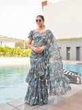 Tikhi Imli Floral printed ruffled saree