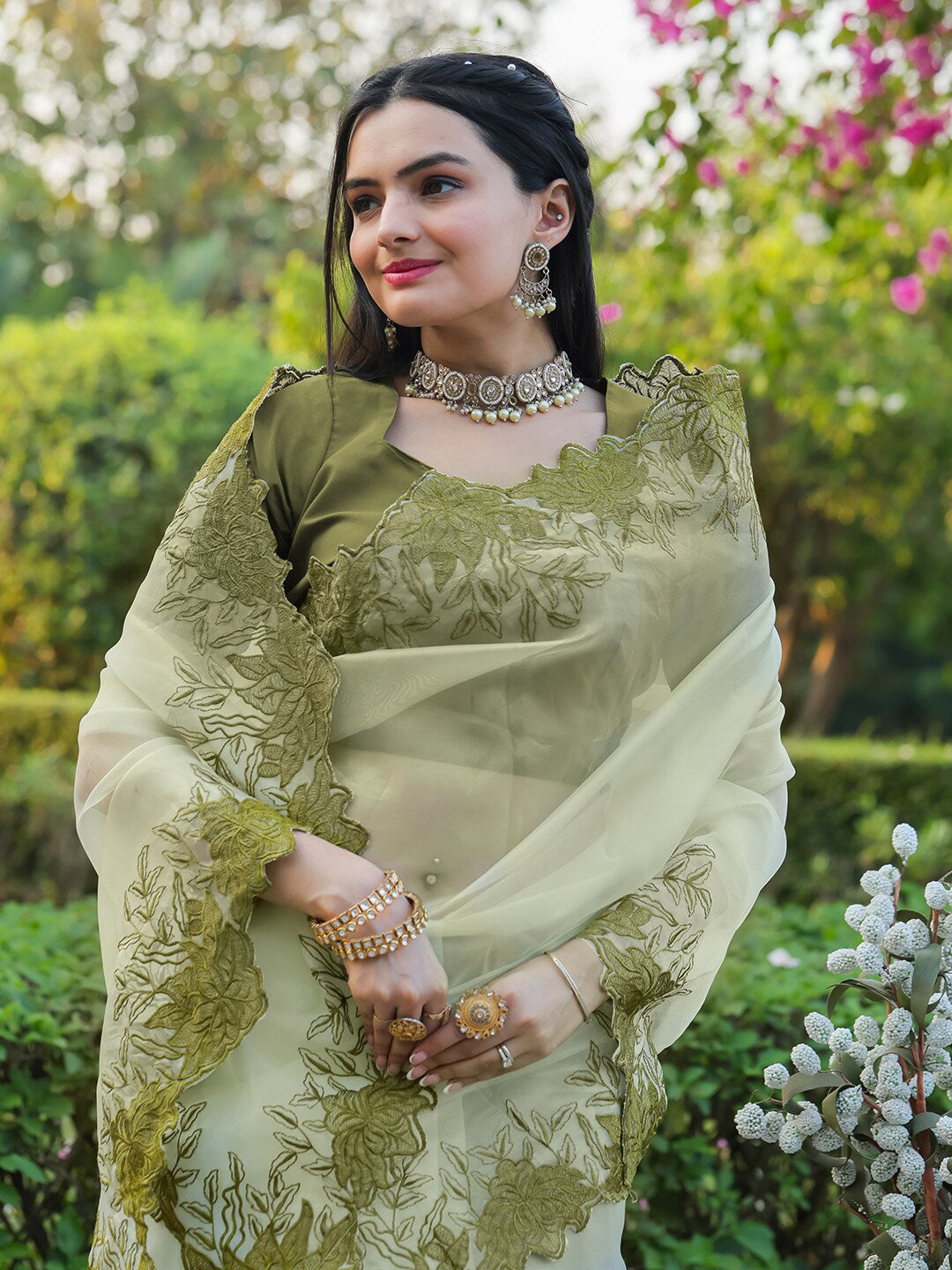 Tikhi Imli Embroidered Organza Saree