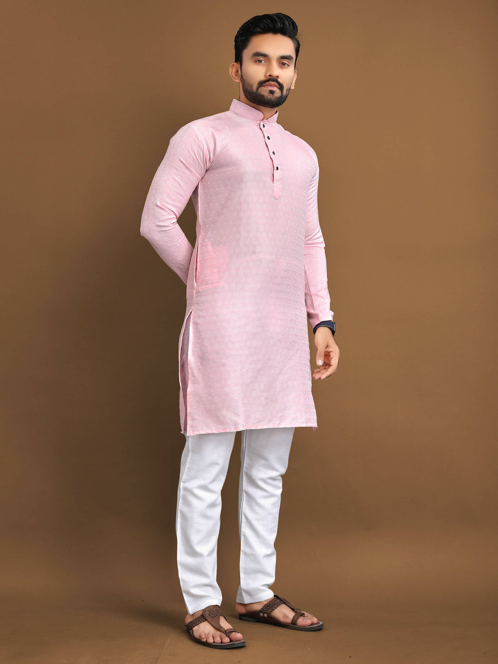 Mens Silk Kurta With Pajama For Wedding Party Wear by Infinity Export