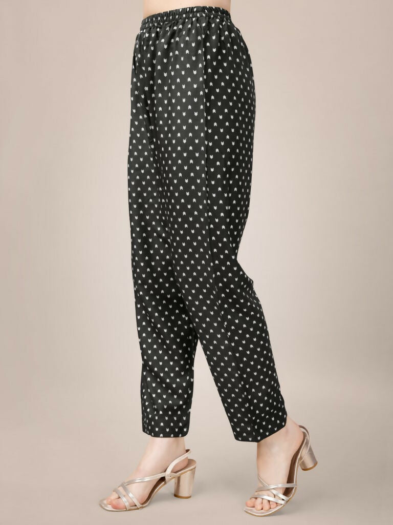 Jyoti Fashion Women's Black Rayon Print with Embroidery & Fancy Lace Work Kurta with Trouser & Dupatta