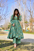 Jyoti Fashion Women's Sea Green Cotton Silk Heavy Digital Printed Kurta Plazo Set