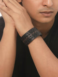NVR Men's Black Leather Bracelet