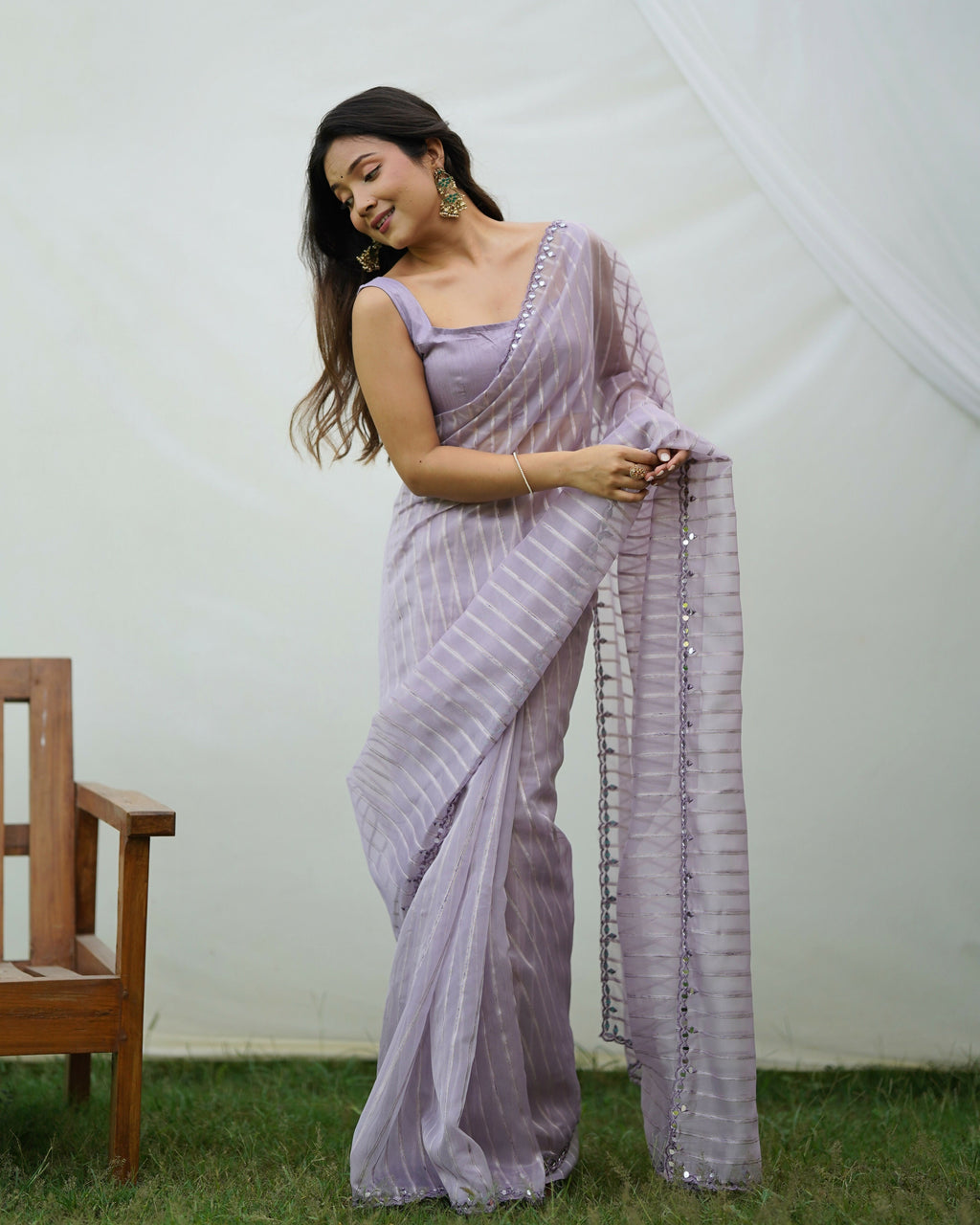 Vamsee Vijaysitara Lavender Organza Saree