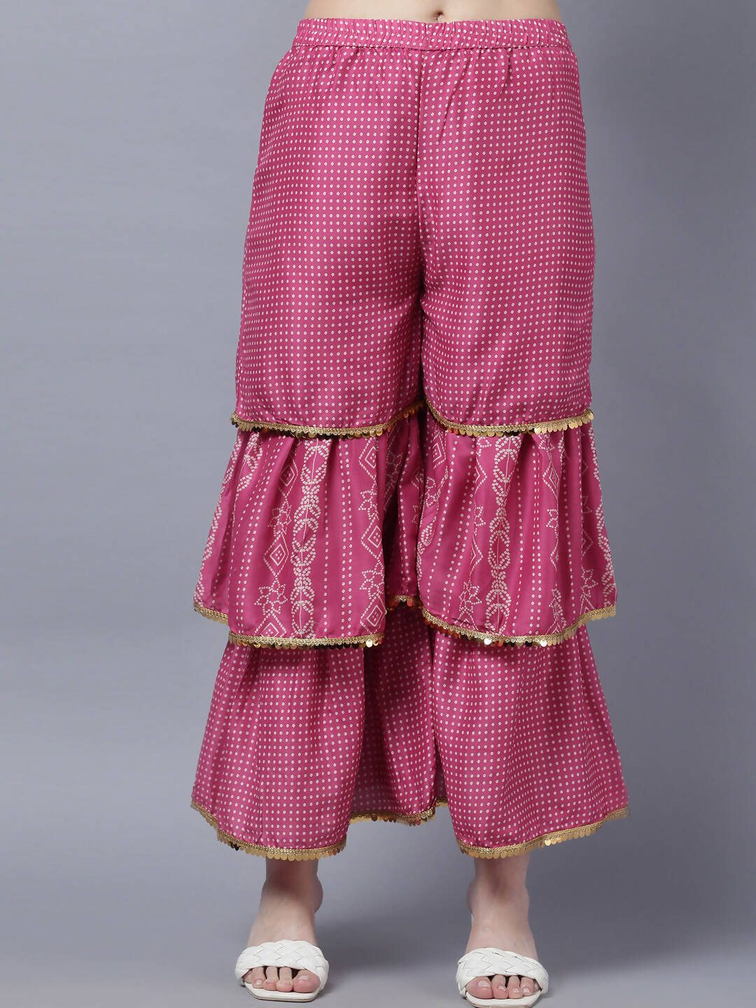 Myshka Stylish Pink Sleeveless Women's Kurta Sharara with Dupatta Set