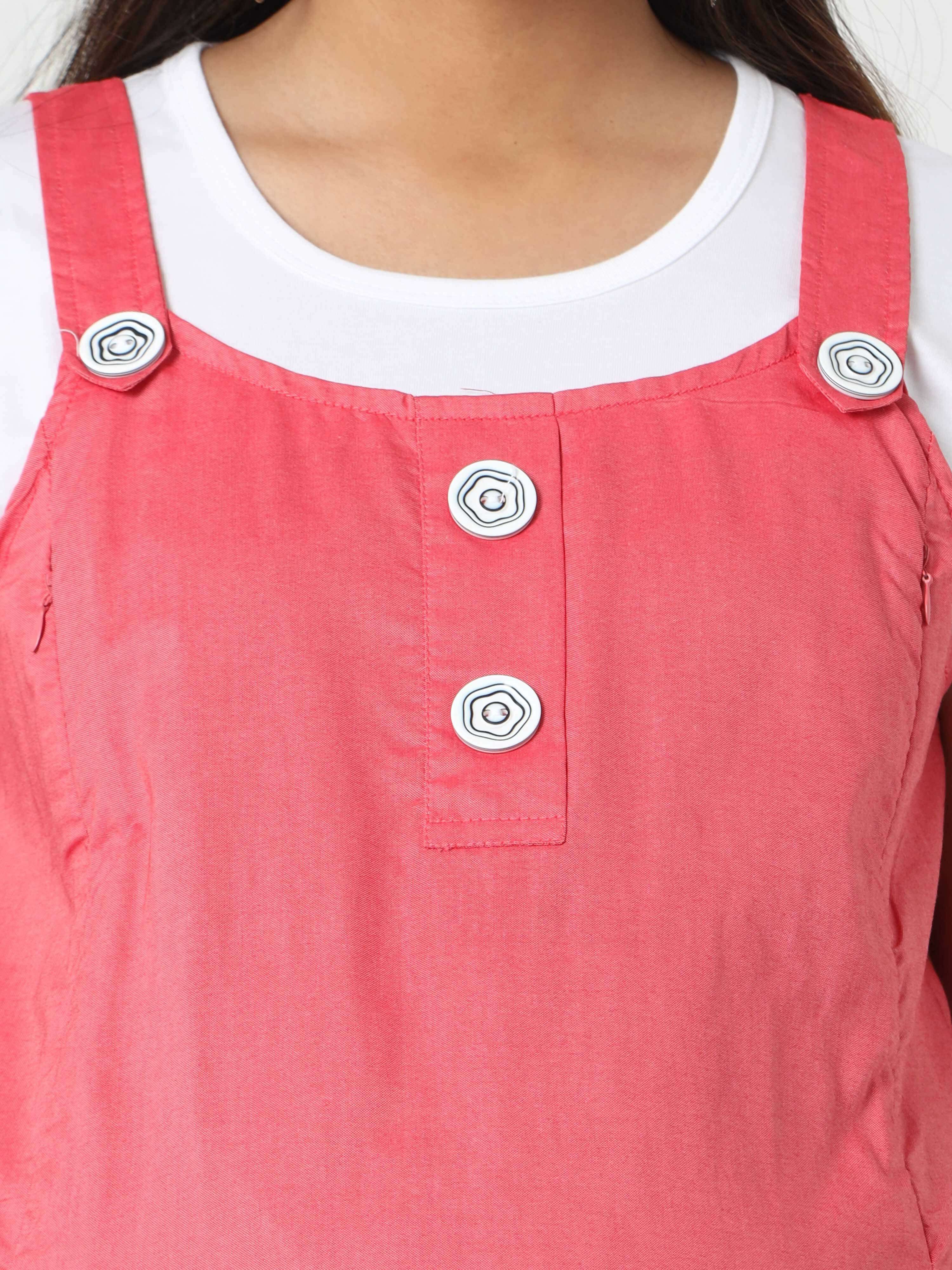 Manet Half Sleeves Solid Maternity Dress With Concealed Zipper Nursing Access - Red
