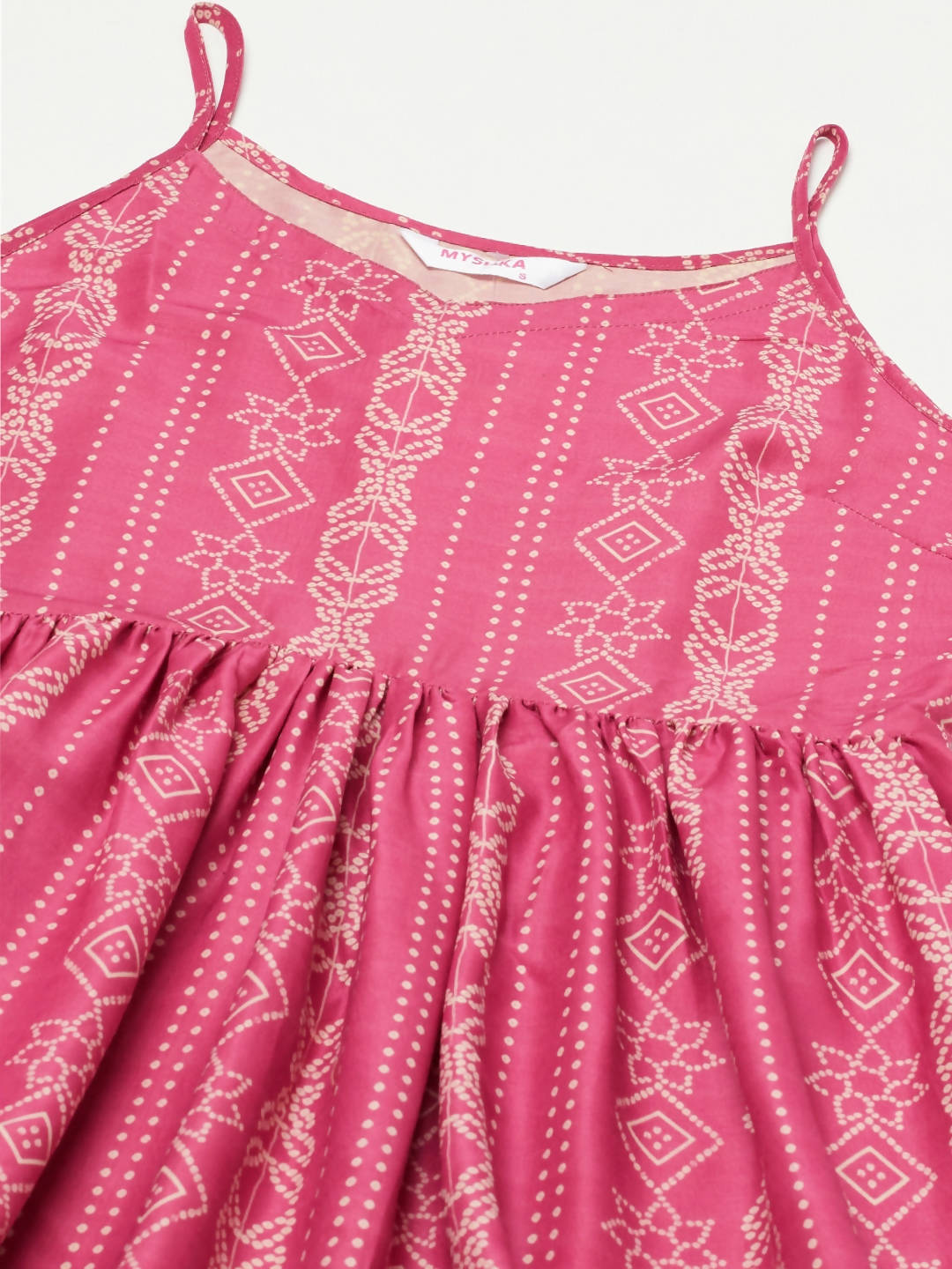 Myshka Pink Printed Sleeveless V Kurti Sharara Set