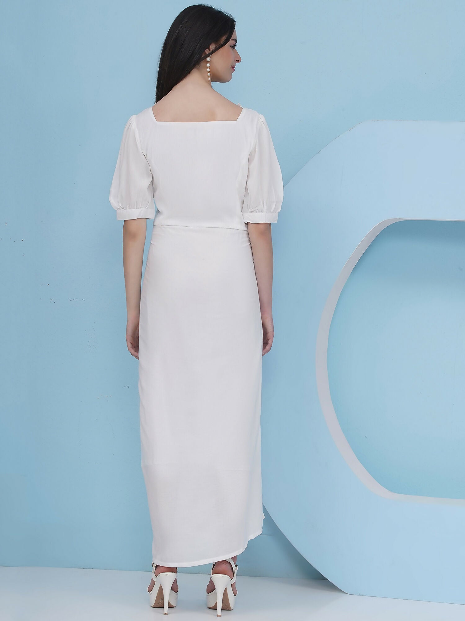 Joban Fashion White Drape Dress