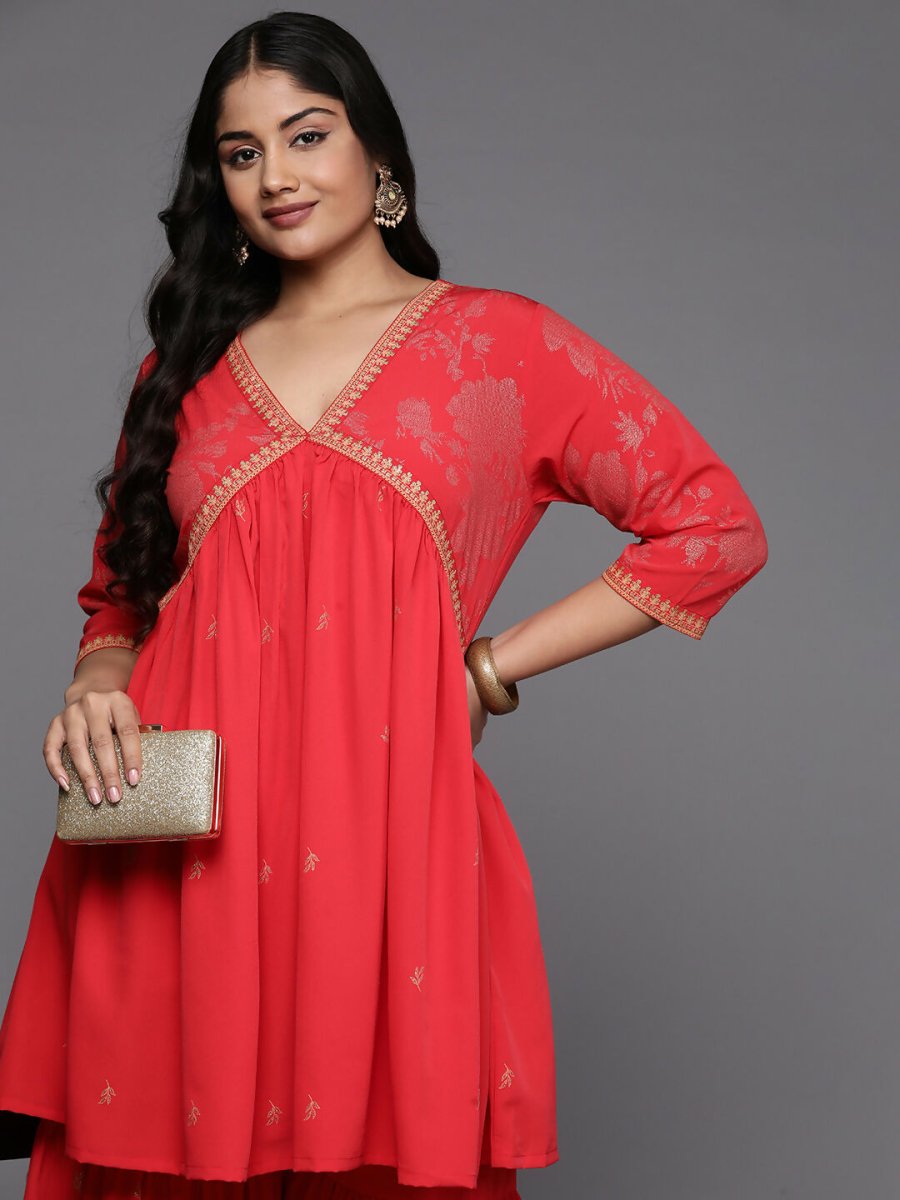 Ahalyaa Women's Traditional Wear Co-ords - Red
