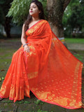 Exclusive Collection Orange Beautiful Cotton Silk Saree