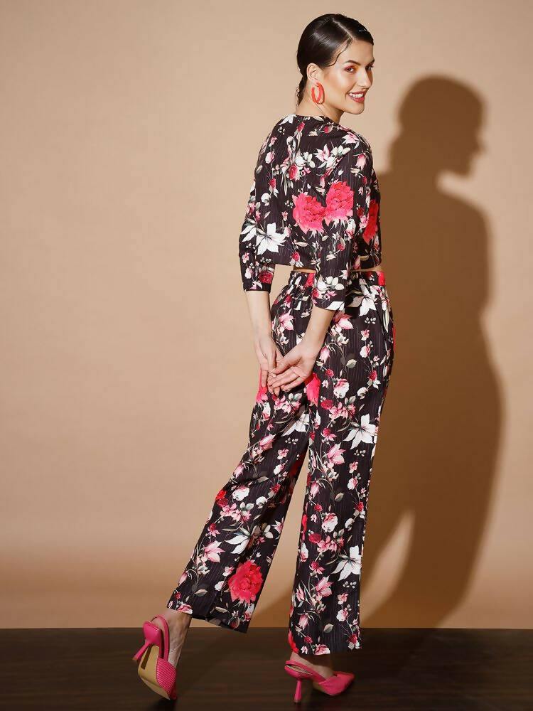 Myshka Women Black Printed Co-Ords