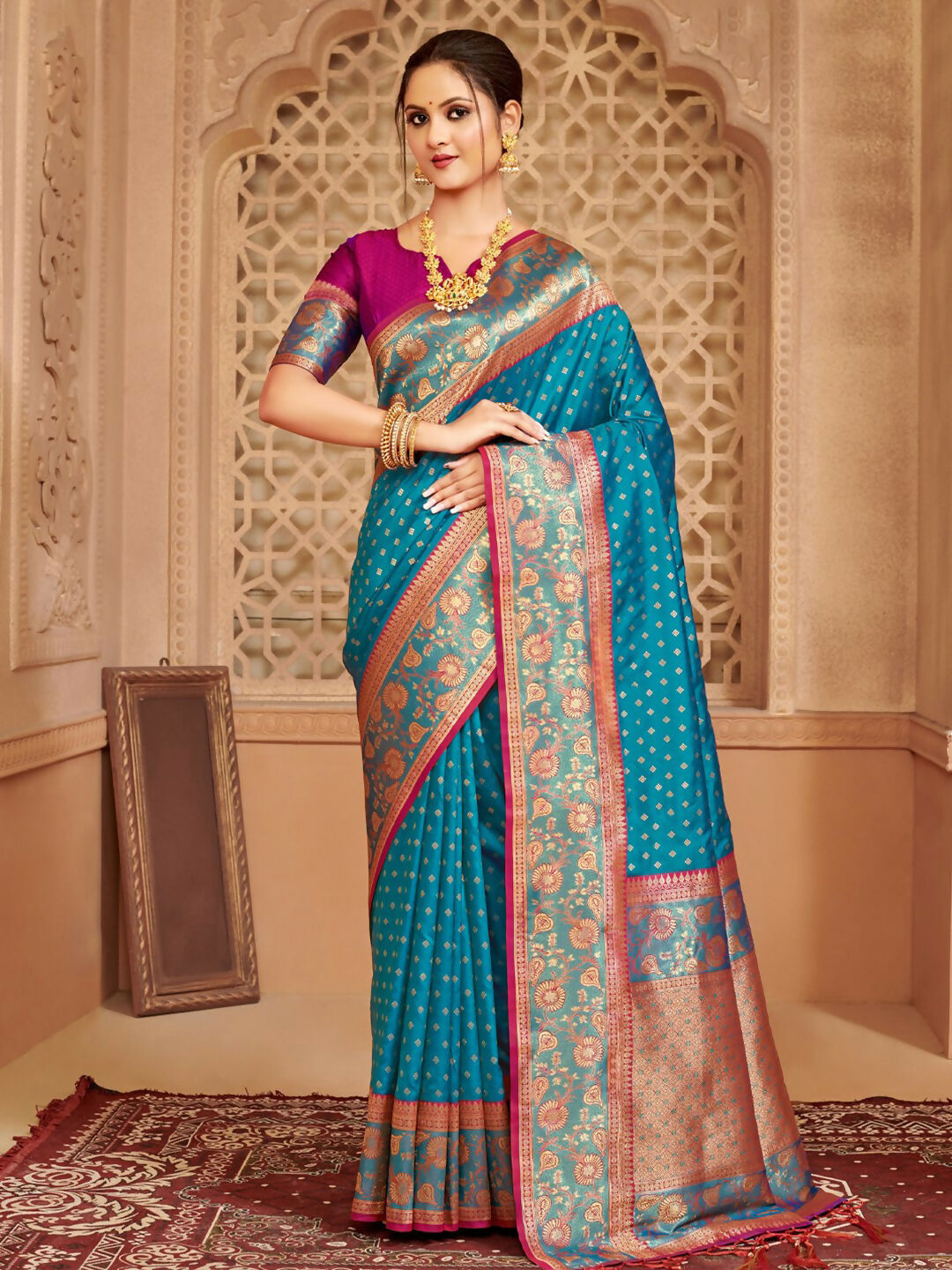 Shree Shyam Fashion Silk Blend Blue Saree