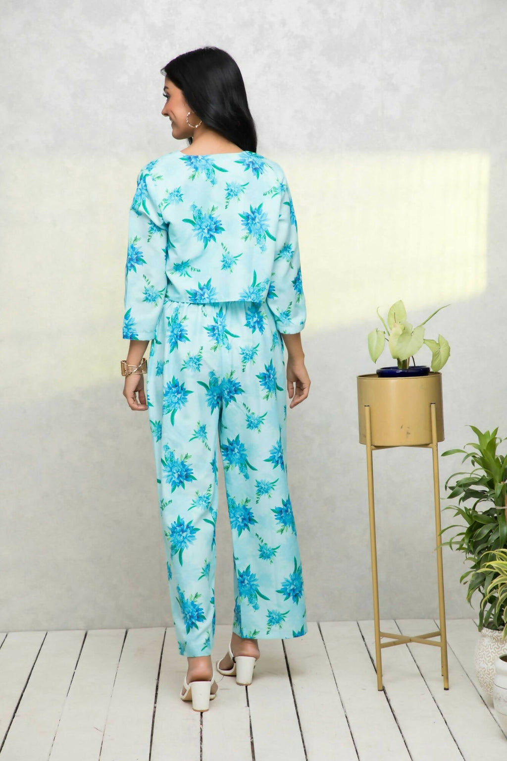 Myshka Women Blue Printed Pastels Co-Ords