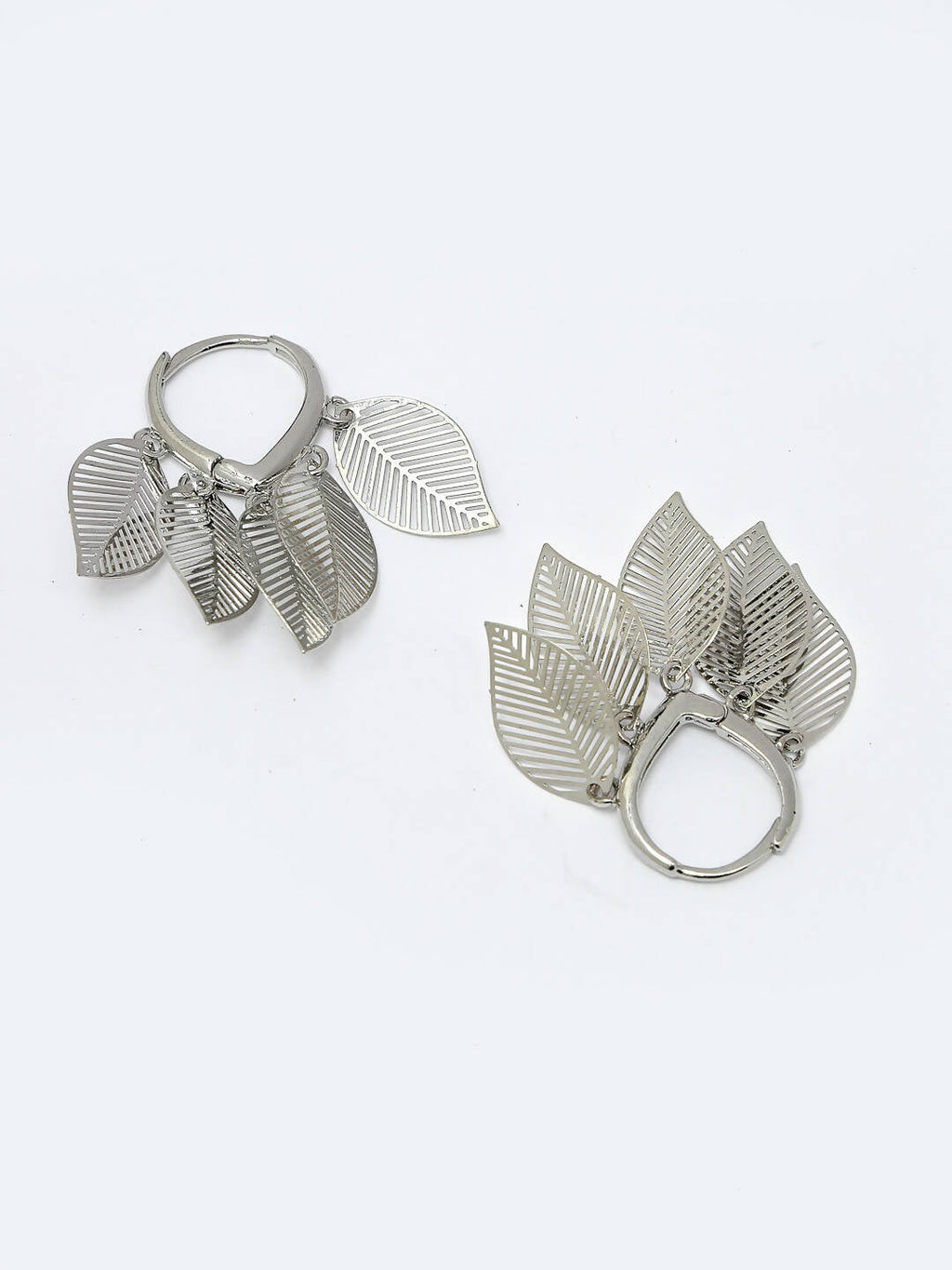 NVR Women Gold-Toned Leaf Shaped Drop Earrings