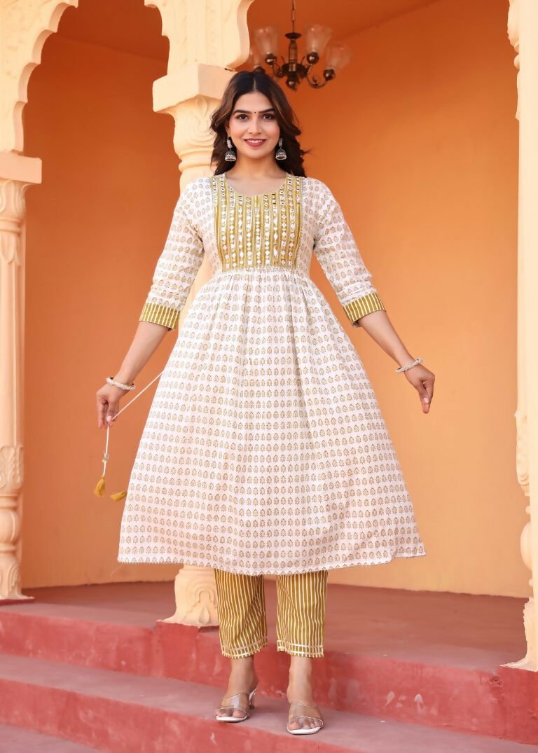 Alvano Printed 3Pcs Kurti Set for Women's and Girls Rayon