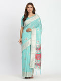 Shree Shyam Fashion Linen Cotton Sea Green Saree