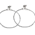 Mominos Fashion Beautiful Trendy Oxidised Silver Plated Anklets