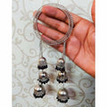 MS Fashion India Silver Color With Black Pearls Hanging Jhumka Bangles