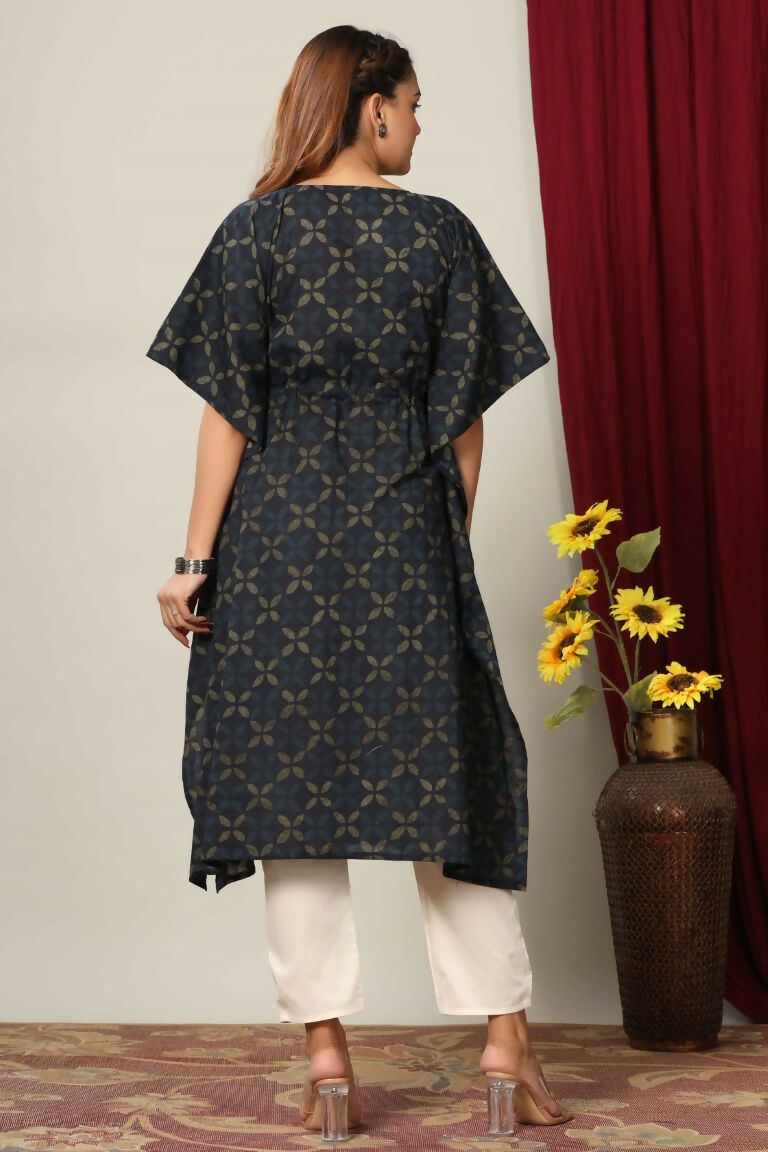 Miravan Women's Abstract Printed Cotton Kaftan Kurta
