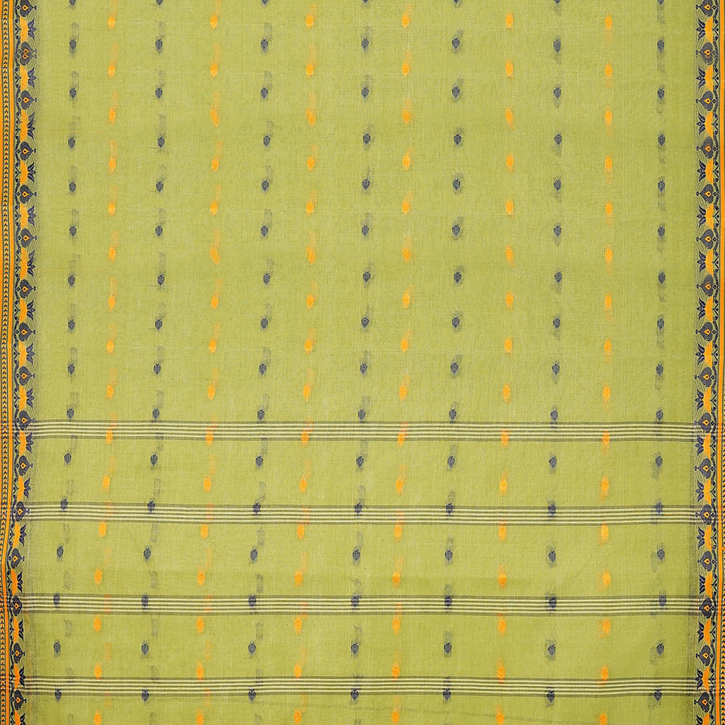 Exclusive Collection 100% Pure Cotton Light Green Tant Saree With Hand Weaving Work