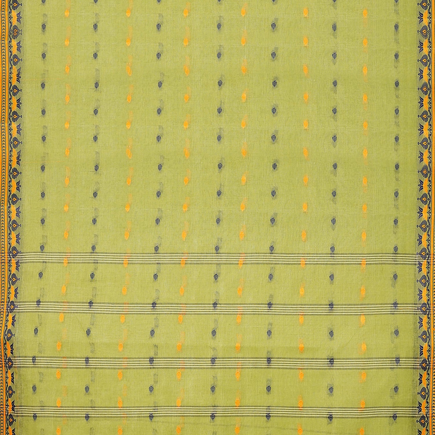 Exclusive Collection 100% Pure Cotton Light Green Tant Saree With Hand Weaving Work
